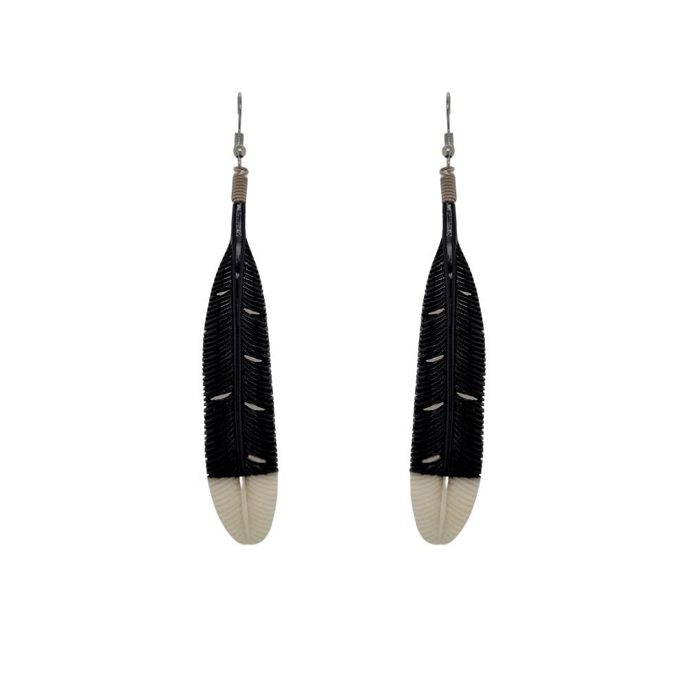 Wild at Heart NZ Carved Bone Huia Feather Earrings