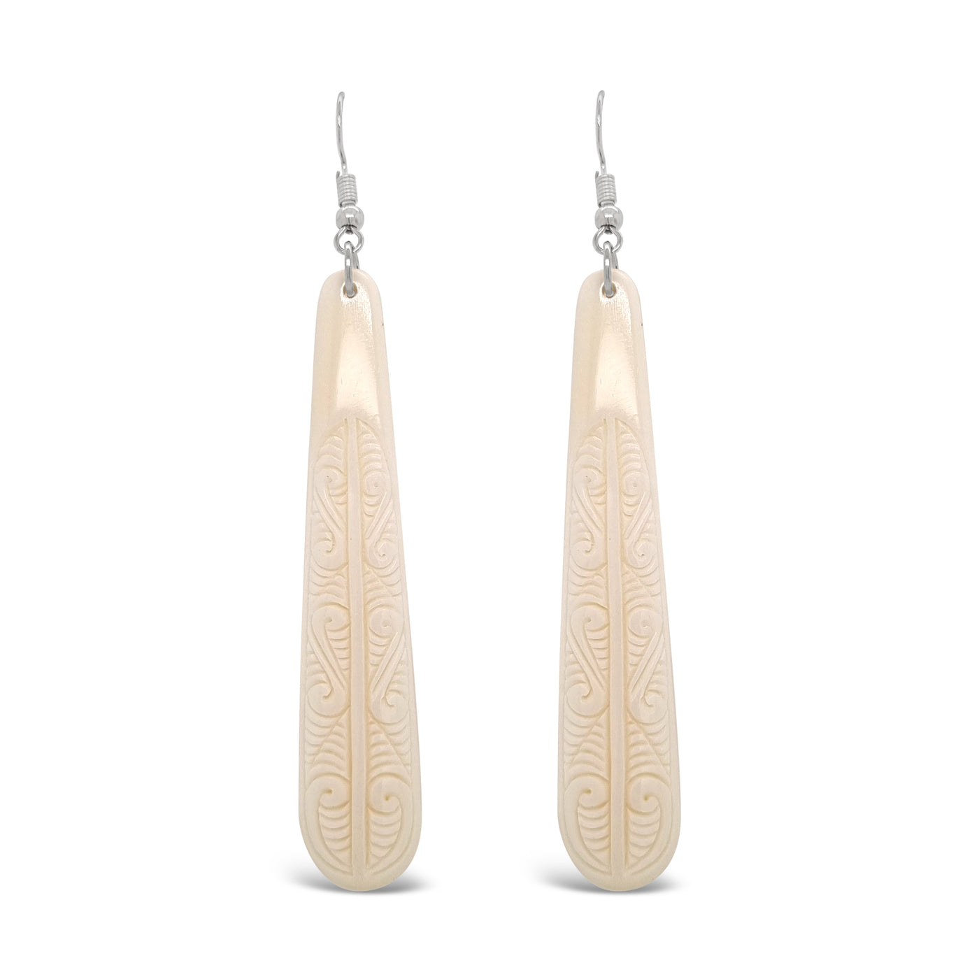 Wild at Heart NZ Carved Bone Drop Earrings