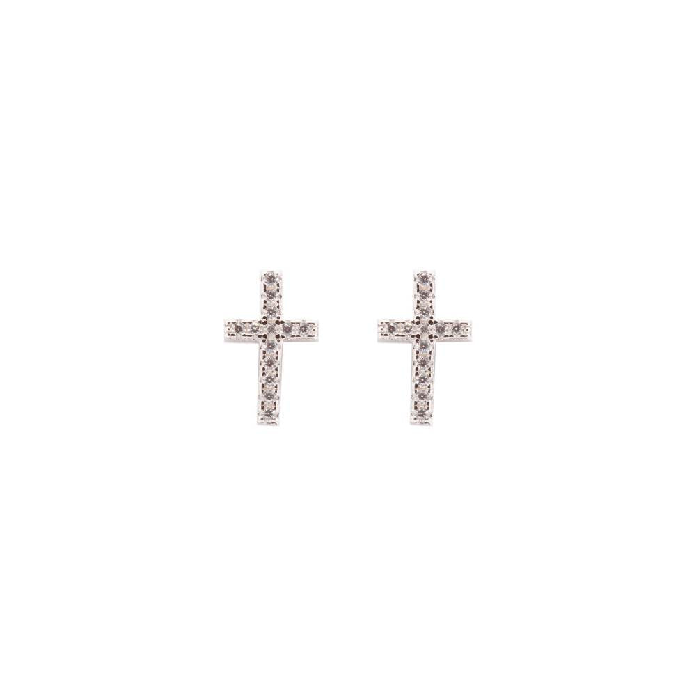 Grace 'Faith' Cross Studs | Silver CZ RH