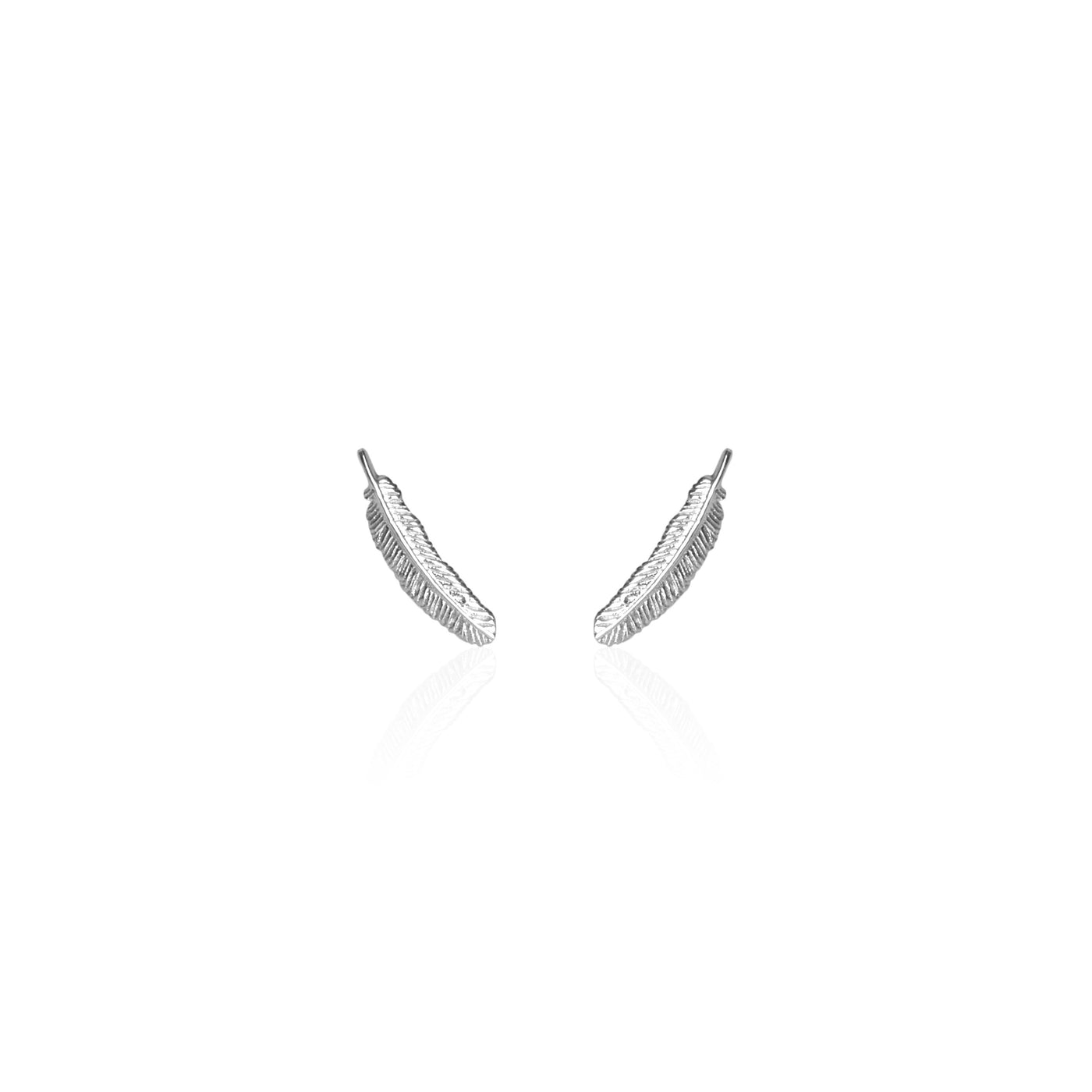 Boh Runga Miromiro Feather Silver Stud Earrings