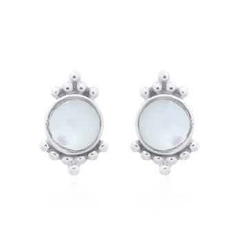 Luna 'Telesto' Moonstone Stud Earrings | Silver