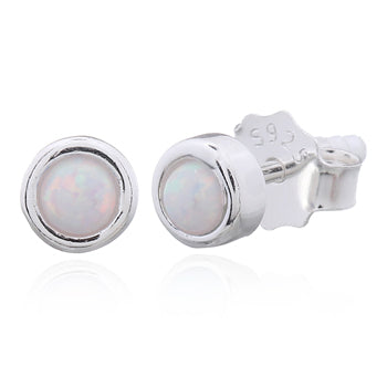 Luna Silver 'Nix' White Opal Stud Earrings