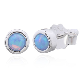 Luna "Nix' Blue Opal Sterling Silver Stud Earrings