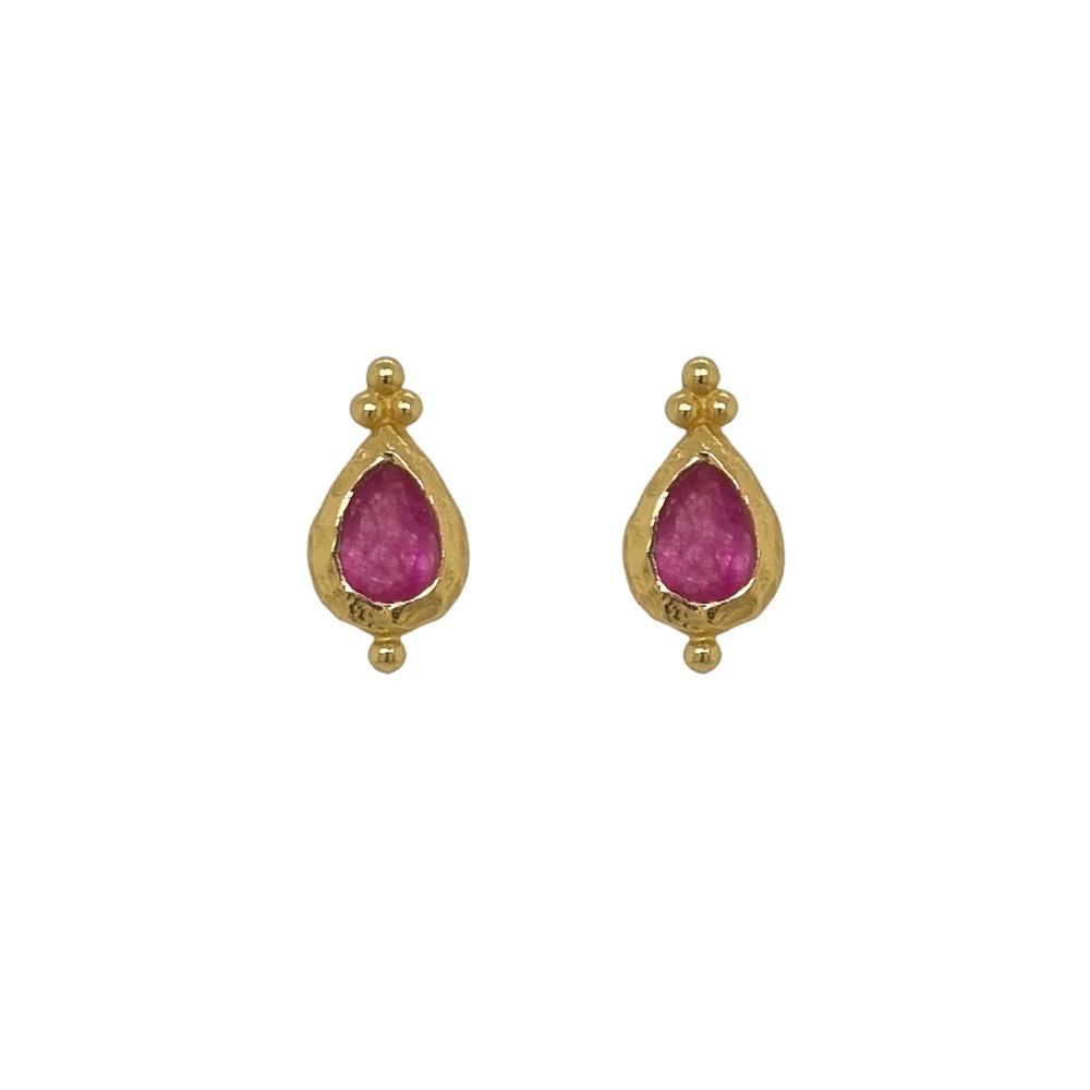 Luna 'Sinope' Raspberry Jade Gold Earrings