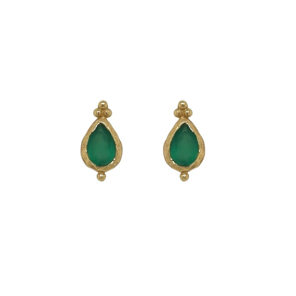 Luna 'Sinope' Emerald Quartz Gold Earrings