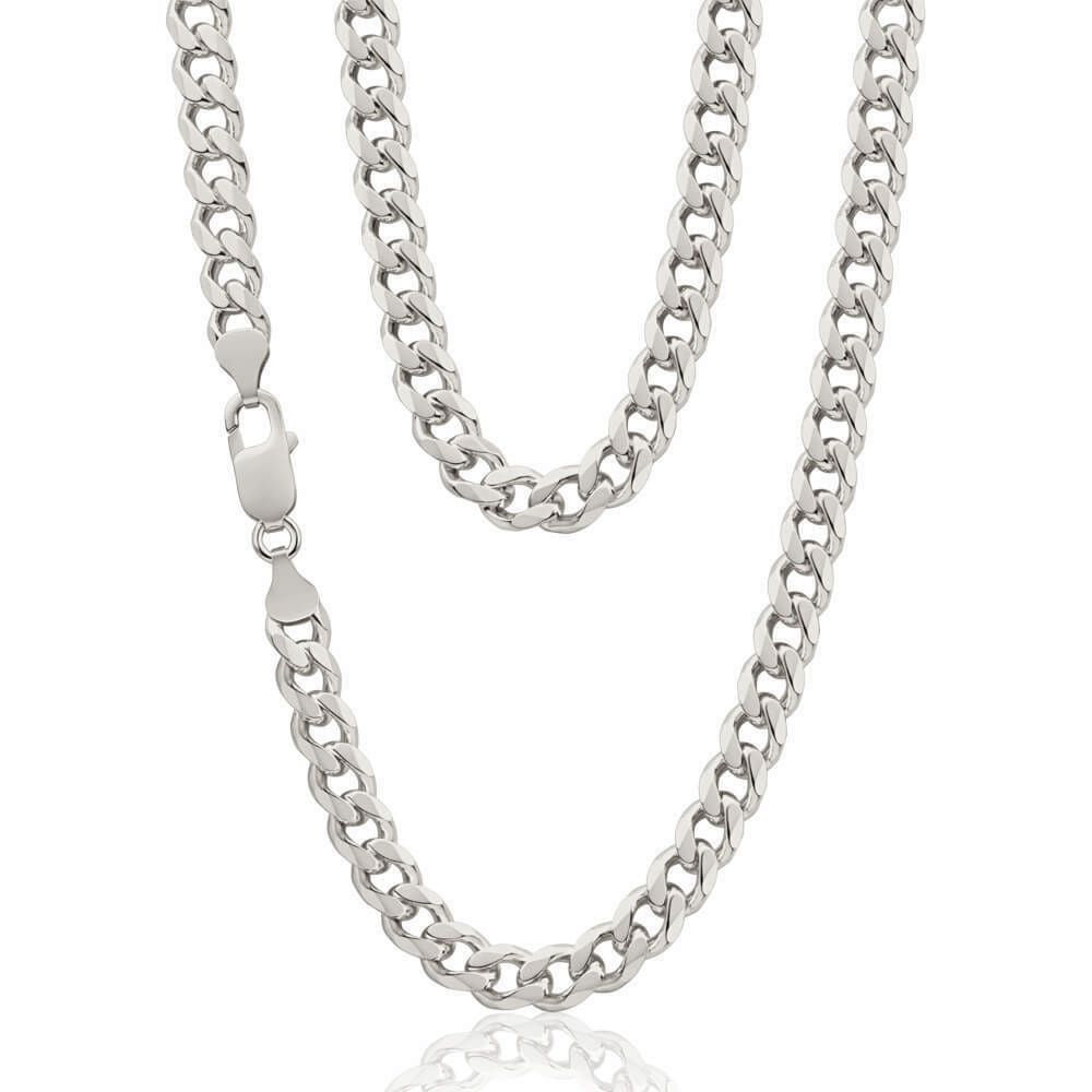 Omnia Sterling Silver Diamond Cut Curb Chain - 55cm