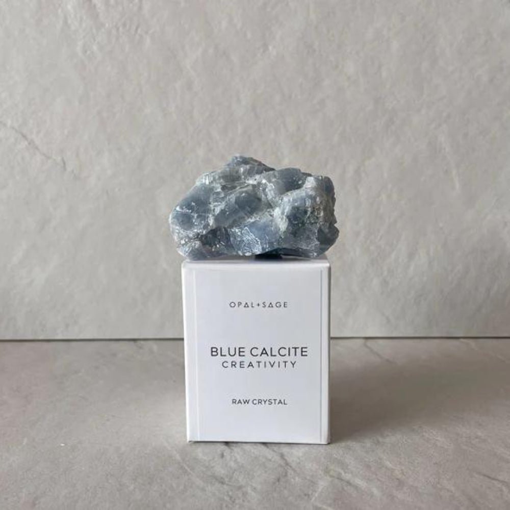 Opal & Sage - Blue Calcite (Creativity) Raw Boxed Crystal