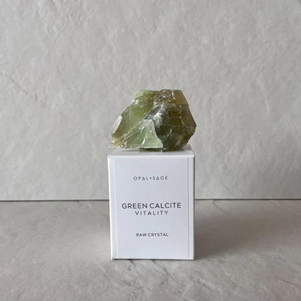 Opal & Sage - Green Calcite (Vitality) Raw Boxed Crystal