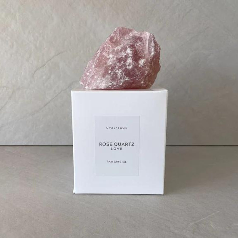 Opal & Sage - Rose Quartz (Love) Extra Large Raw Boxed Crystal